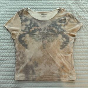 Brown Butterfly Print Women Top